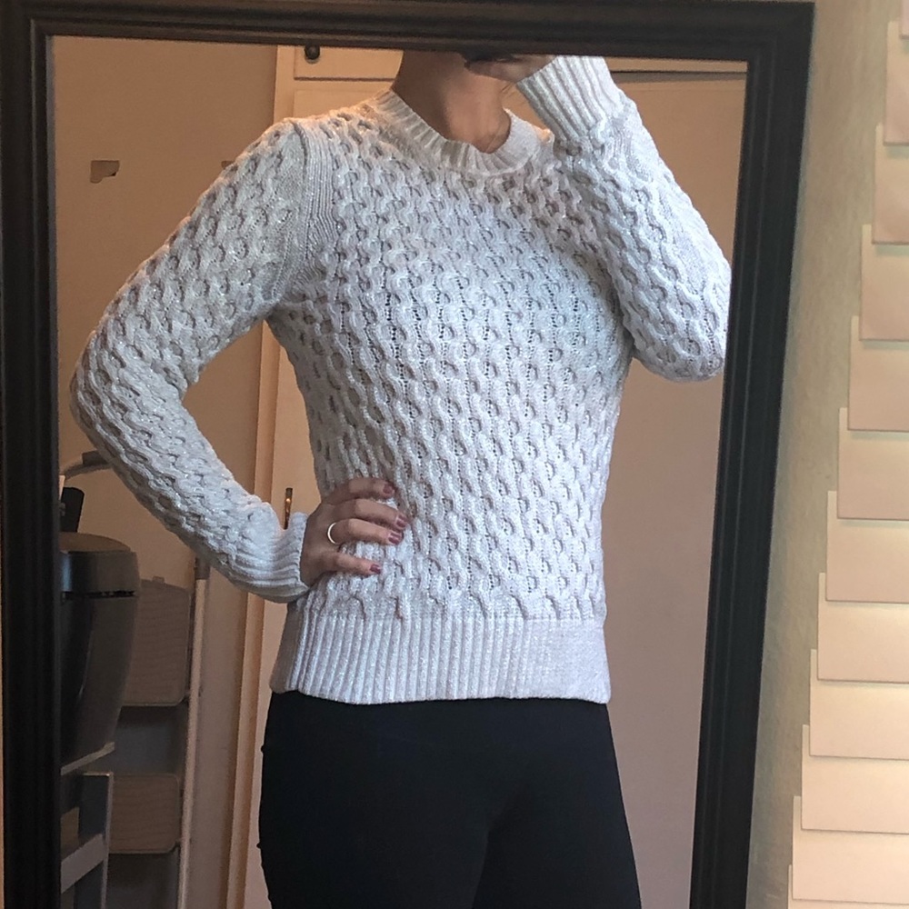 J Crew Metallic Cable Sparkly Sweater NWOT